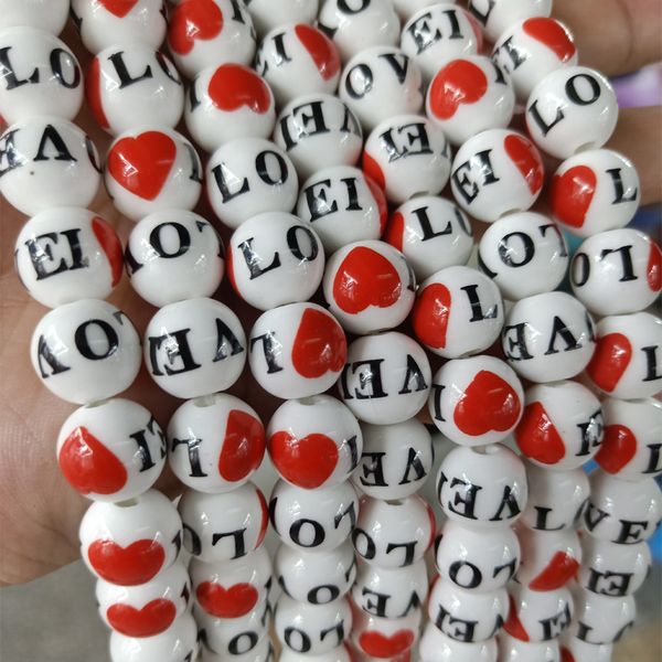 100pcs 12mm red heart i love round ceramic beads fashion diy white loose spacer ceramics bead for jewelry making bracelet, Black
100pcs 12mm red heart i love round ceramic beads fashion diy white loose spacer ceramics bead for jewelry making bracelet, Black