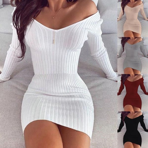 casual dresses 2022 women dress autumn winter v-neck off-shoulder long sleeve slim skirt thin hip bodycon sweater robe femme vestido, Black;gray
casual dresses 2022 women dress autumn winter v-neck off-shoulder long sleeve slim skirt thin hip bodycon sweater robe femme vestido, Black;gray
