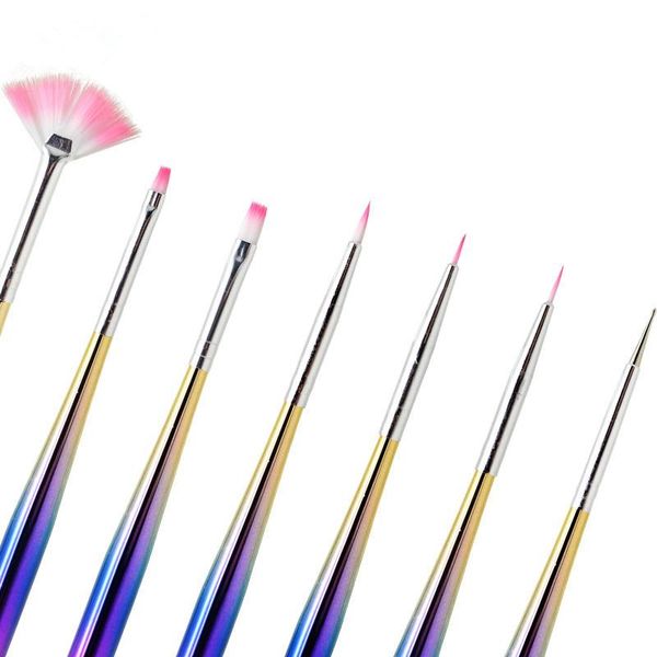 nail brushes 7pcs/set art painting drawing manicure acrylic uv gel polish brush dotting liner fin flat builder design tools pen holder, Yellow 
nail brushes 7pcs/set art painting drawing manicure acrylic uv gel polish brush dotting liner fin flat builder design tools pen holder, Yellow