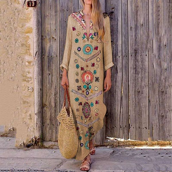 print casual dresses v-neck national style loose long linen women's dress, Black;gray
print casual dresses v-neck national style loose long linen women's dress, Black;gray
