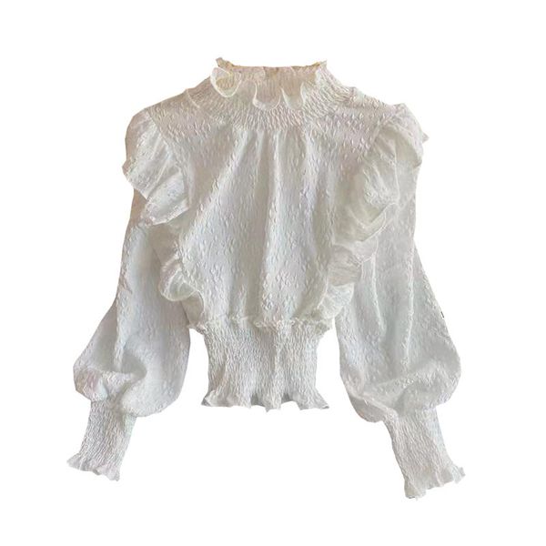women blouse shirts flexible office lady long lotus sleeve ruffle blouses o-neck pullover b3035 210514, White
women blouse shirts flexible office lady long lotus sleeve ruffle blouses o-neck pullover b3035 210514, White