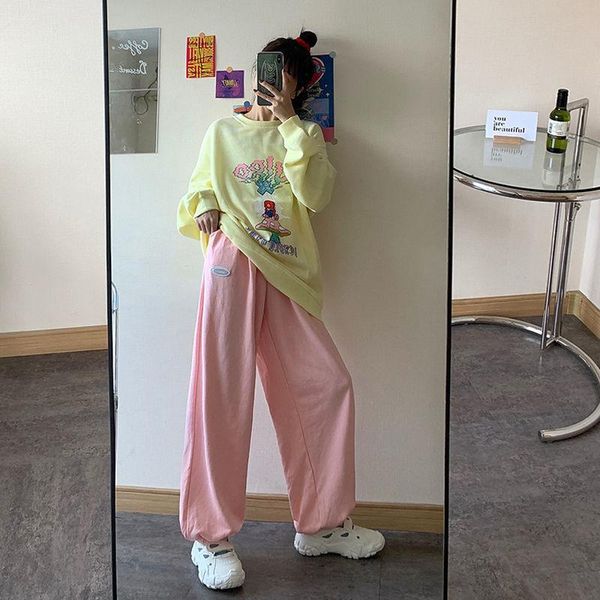 pink sweatpants women korean style sports pants baggy plus size spring harajuku gray loose trousers straight girls women's & capris, Black;white
pink sweatpants women korean style sports pants baggy plus size spring harajuku gray loose trousers straight girls women's & capris, Black;white