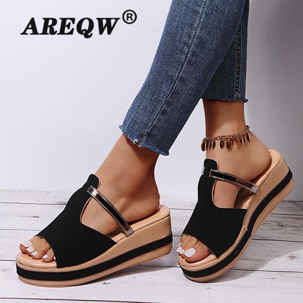 slippers womens high heels sandal thick bottom casual shoes ladies leisure summer wedges sandals woman women platform mules slipper, Black 
slippers womens high heels sandal thick bottom casual shoes ladies leisure summer wedges sandals woman women platform mules slipper, Black