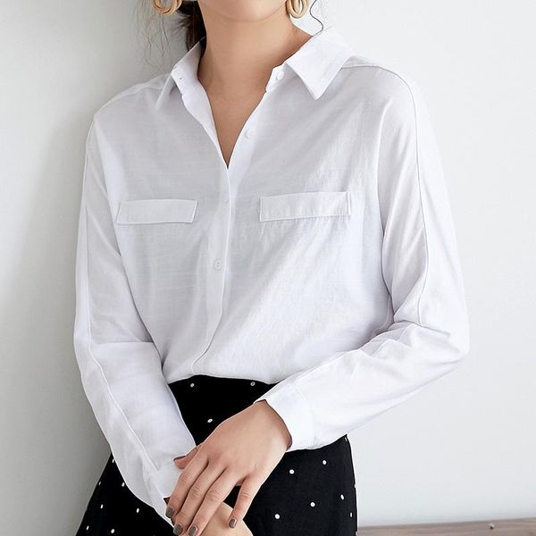 women's blouses & shirts spliced fake pocket women shirt turn-down collar milky loose office lady solid batwing sleeve elegant femina b, White
women's blouses & shirts spliced fake pocket women shirt turn-down collar milky loose office lady solid batwing sleeve elegant femina b, White