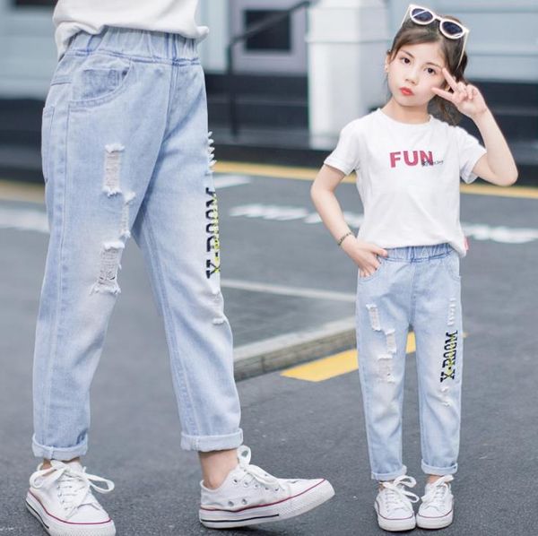 jeans girls' baby straight trousers kids letters ripped pants autumn casual children's, Blue
jeans girls' baby straight trousers kids letters ripped pants autumn casual children's, Blue