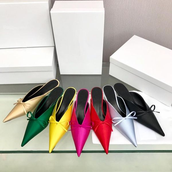 bowknot summer woman slippers silk satin pointed toe rhinestone crystal cup heeled high heels mules slip on ladies slides shoes, Black
bowknot summer woman slippers silk satin pointed toe rhinestone crystal cup heeled high heels mules slip on ladies slides shoes, Black