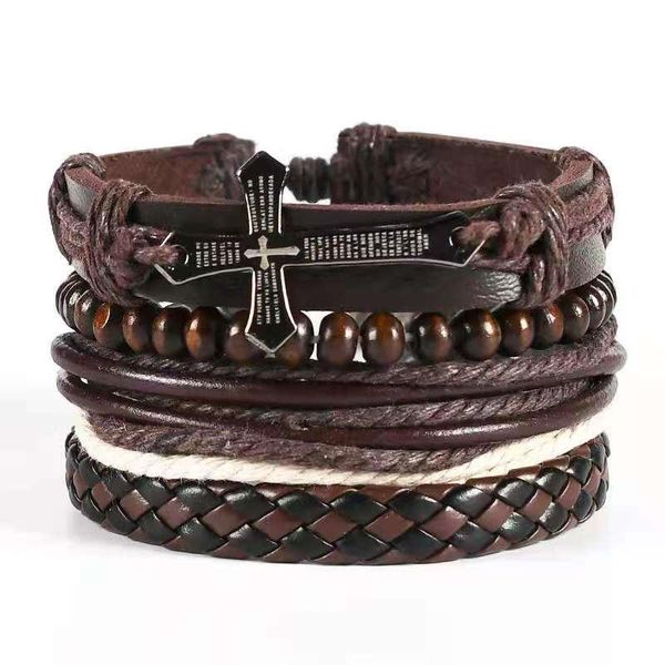 beaded, strands 1pcs men's fashion woven leather bracelets alloy cross dumbbell multilayer wide wrap jewelry bracelet ethnic tribal wri, Black
beaded, strands 1pcs men's fashion woven leather bracelets alloy cross dumbbell multilayer wide wrap jewelry bracelet ethnic tribal wri, Black