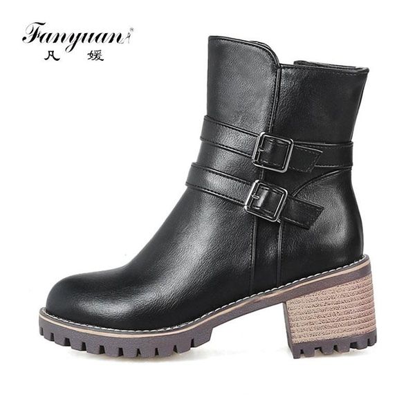boots fanyuan fashion buckle ankle round toe zip winter women warm plush shoes solid square heel motorcycle, Black
boots fanyuan fashion buckle ankle round toe zip winter women warm plush shoes solid square heel motorcycle, Black