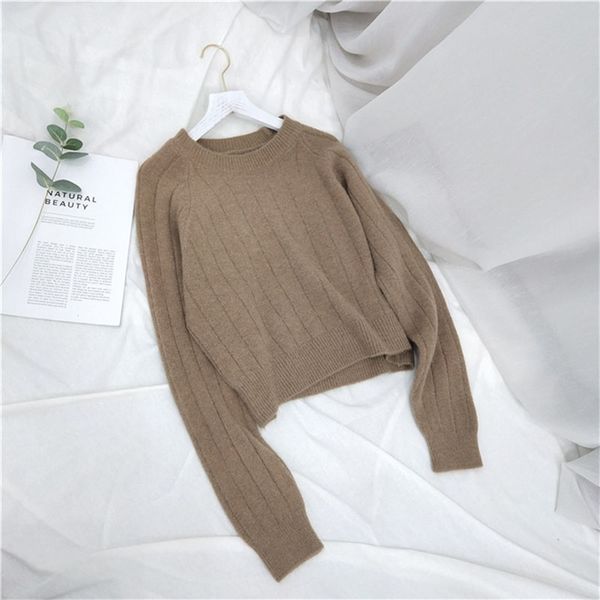 autumn winter women's sweater korean style pure color short knit pullover round neck female s gx288 210507, White;black
autumn winter women's sweater korean style pure color short knit pullover round neck female s gx288 210507, White;black