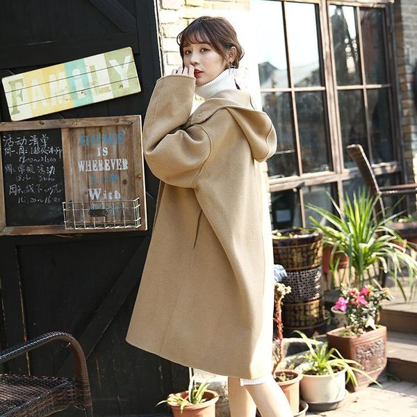 women's wool & blends double sided cashmere overcoat middle long loose and thin style of autumn winter 2021 denim hooded cape, Black
women's wool & blends double sided cashmere overcoat middle long loose and thin style of autumn winter 2021 denim hooded cape, Black