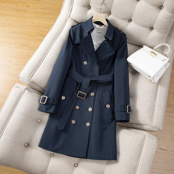 women's wool & blends british windbreaker middle and long section 2021 spring autumn metal button lapel slim fit fashion coat, Black
women's wool & blends british windbreaker middle and long section 2021 spring autumn metal button lapel slim fit fashion coat, Black