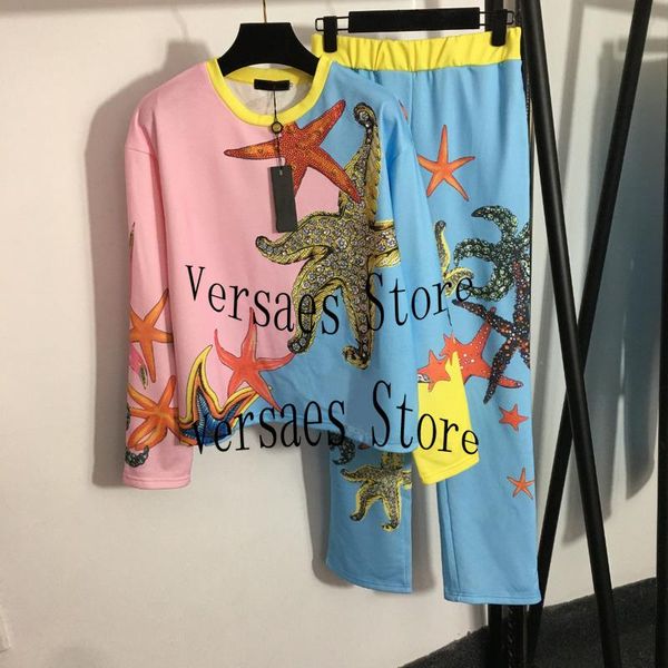 women's tracksuits 2021 luxury design diamond studded starfish printed long sleeve sweater elastic high waist casual pants spring and a, Gray
women's tracksuits 2021 luxury design diamond studded starfish printed long sleeve sweater elastic high waist casual pants spring and a, Gray