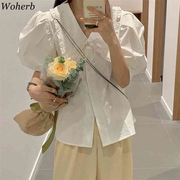 short puff sleeve vintage blouse women casual solid korean chic summer sweet cute blusas elegant button shirt 210519, White
short puff sleeve vintage blouse women casual solid korean chic summer sweet cute blusas elegant button shirt 210519, White