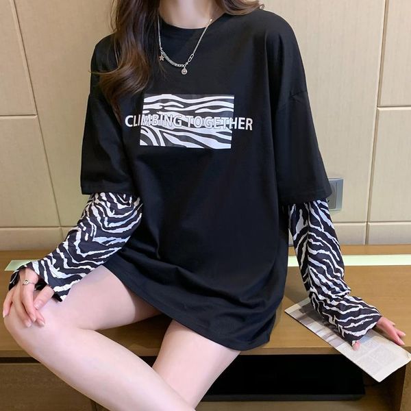 women spring summer print zebra t-shirts oversize bottoming patchwork long sleeve wild korean minimalist style ladies women's t-shirt, White
women spring summer print zebra t-shirts oversize bottoming patchwork long sleeve wild korean minimalist style ladies women's t-shirt, White