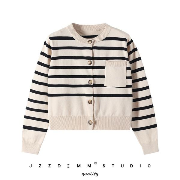 women's knits & tees waist-tight horizontal striped sweater cardigan for women spring and autumn high waist short chic dignified sense, White
women's knits & tees waist-tight horizontal striped sweater cardigan for women spring and autumn high waist short chic dignified sense, White