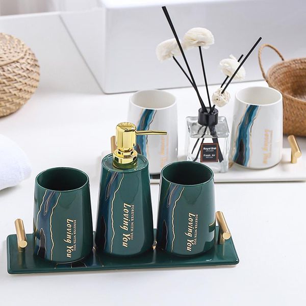 exquisite ceramic toiletry set, three-piece home bathroom set with tray, lotion bottle brushing cup decor bath accessory
exquisite ceramic toiletry set, three-piece home bathroom set with tray, lotion bottle brushing cup decor bath accessory