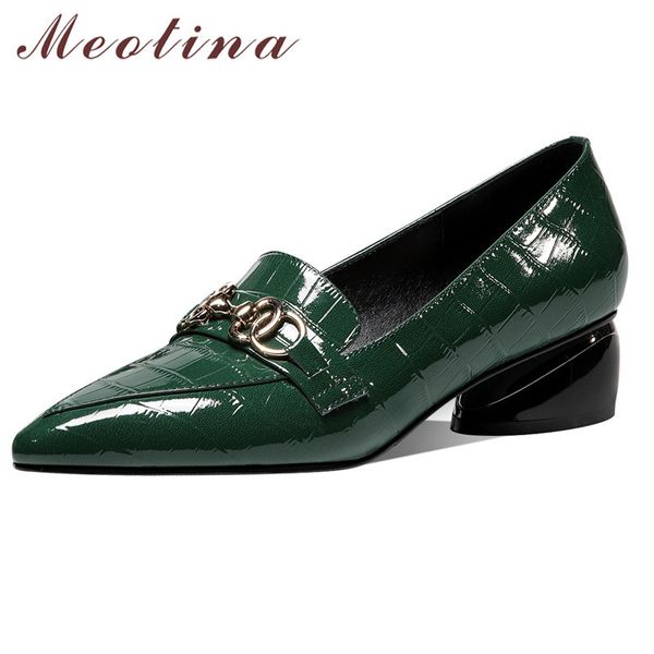 meotina shoes women pointed toe genuine leather mid heels pumps metal decoration female shoes chunky heels footwear spring 41 42 210520, Black
meotina shoes women pointed toe genuine leather mid heels pumps metal decoration female shoes chunky heels footwear spring 41 42 210520, Black