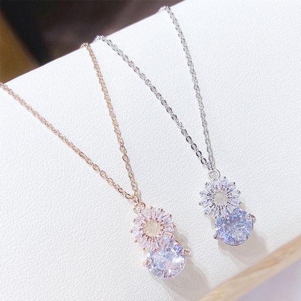 chains showfay shining zircon necklace women's rose gold chain pendant fashionable temperament jewelry for women, Silver
chains showfay shining zircon necklace women's rose gold chain pendant fashionable temperament jewelry for women, Silver
