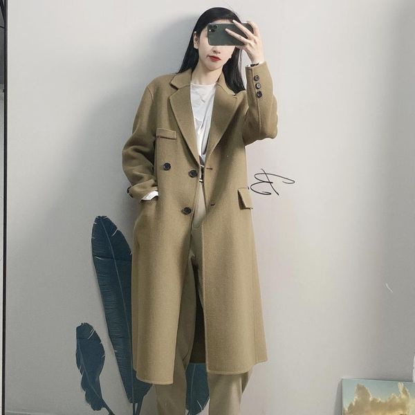 women's wool & blends xu dake's double-sided cashmere coat korean version thin medium long small loose suit, Black
women's wool & blends xu dake's double-sided cashmere coat korean version thin medium long small loose suit, Black