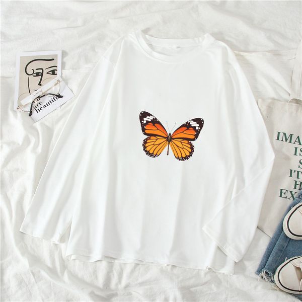 women's t-shirt yellow butterfly print t-shirt long sleeve o-neck female design summer casual ladies tshirt girls student 8el, White
women's t-shirt yellow butterfly print t-shirt long sleeve o-neck female design summer casual ladies tshirt girls student 8el, White