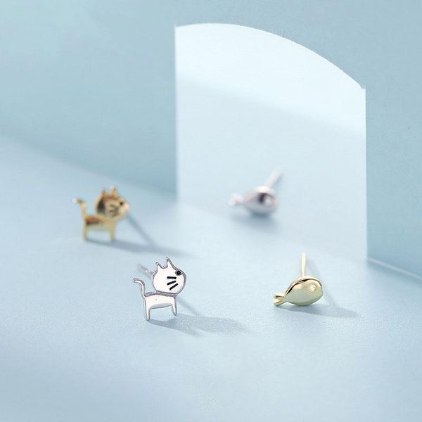 stud s925 sterling silver japanese and korean style simple kitty fish asymmetric earrings small fresh cute, Golden;silver
stud s925 sterling silver japanese and korean style simple kitty fish asymmetric earrings small fresh cute, Golden;silver