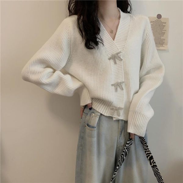 women's knits & tees knitted cardigan sweet bow button v neck solid color long sleeves loose wholesale 2021 elegant female clothing, White
women's knits & tees knitted cardigan sweet bow button v neck solid color long sleeves loose wholesale 2021 elegant female clothing, White