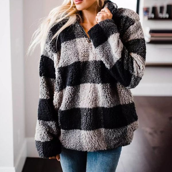 women's hoodies & sweatshirts fashion womens plaid print plush pocket zipper blouse easy sweatshirt ladies hoodie female clothes hooded, Black
women's hoodies & sweatshirts fashion womens plaid print plush pocket zipper blouse easy sweatshirt ladies hoodie female clothes hooded, Black