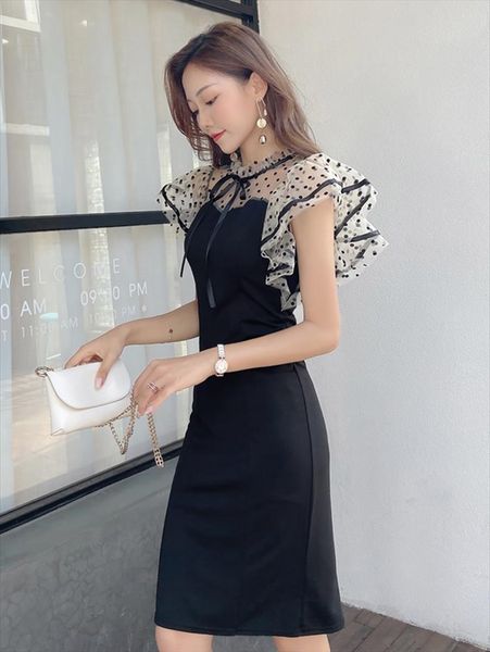 Summer Fashion Korean Version Of Women Tank Wild Mesh Splicing Wave Dot French Dress, White
Summer Fashion Korean Version Of Women Tank Wild Mesh Splicing Wave Dot French Dress, White
