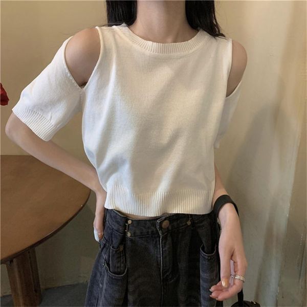 women's t-shirt 2021 summer white t shirt solid knitted women cut out sleeve slim female korean fashion tee femme knitwear
women's t-shirt 2021 summer white t shirt solid knitted women cut out sleeve slim female korean fashion tee femme knitwear