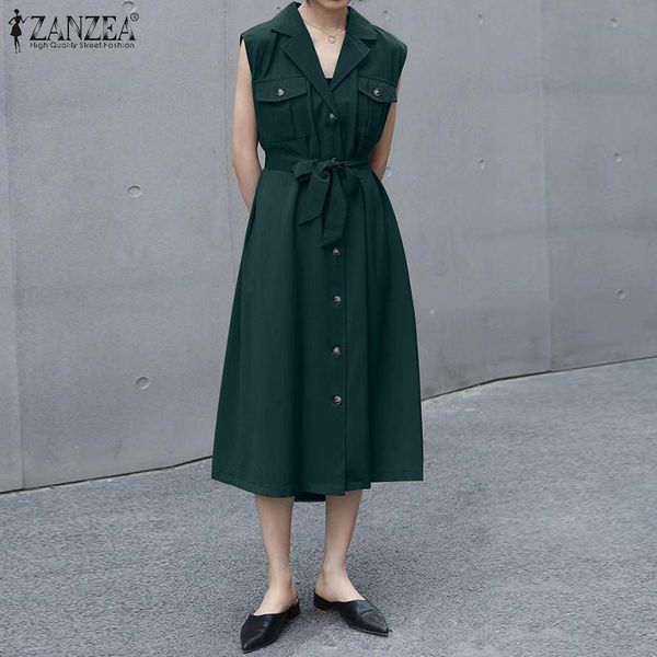casual dresses zanzea women summer lapel neck sleeveless shirt dress elegant belted ol sundress solid buttons midi vestidos plus size 7, Black;gray
casual dresses zanzea women summer lapel neck sleeveless shirt dress elegant belted ol sundress solid buttons midi vestidos plus size 7, Black;gray