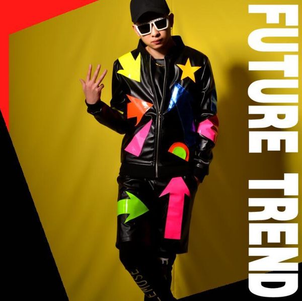 men's fur & faux men splice leather street fashion jacket super star singer dancer stage costumes collage style baseball, Black
men's fur & faux men splice leather street fashion jacket super star singer dancer stage costumes collage style baseball, Black