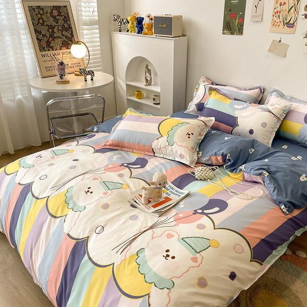 bedding sets duvet cover set 3/4 pieces bear and colorful stripes pattern bedclothes include bedsheet pillowcase comforter oceania
bedding sets duvet cover set 3/4 pieces bear and colorful stripes pattern bedclothes include bedsheet pillowcase comforter oceania