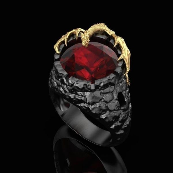 cluster rings punk style personality domineering men's ring golden dragon guarding natural red crystal jewelry banquet party band, Golden;silver
cluster rings punk style personality domineering men's ring golden dragon guarding natural red crystal jewelry banquet party band, Golden;silver