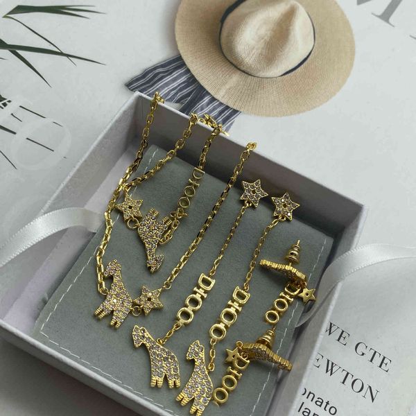 design jewelry star letter giraffe diamond bracelet necklace female family fashion temperament net red small earrings, Black
design jewelry star letter giraffe diamond bracelet necklace female family fashion temperament net red small earrings, Black