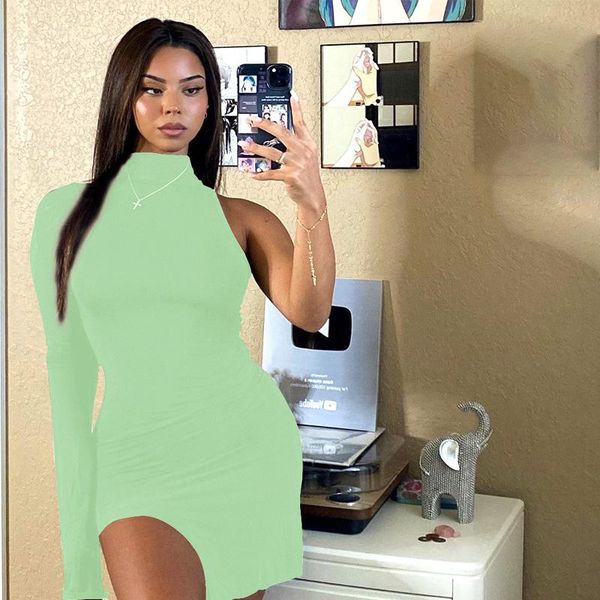 casual dresses single shoulder one sleeve dress solid color long turtleneck bodycon slim slit streetwear party elegant 2021 autumn, Black;gray
casual dresses single shoulder one sleeve dress solid color long turtleneck bodycon slim slit streetwear party elegant 2021 autumn, Black;gray