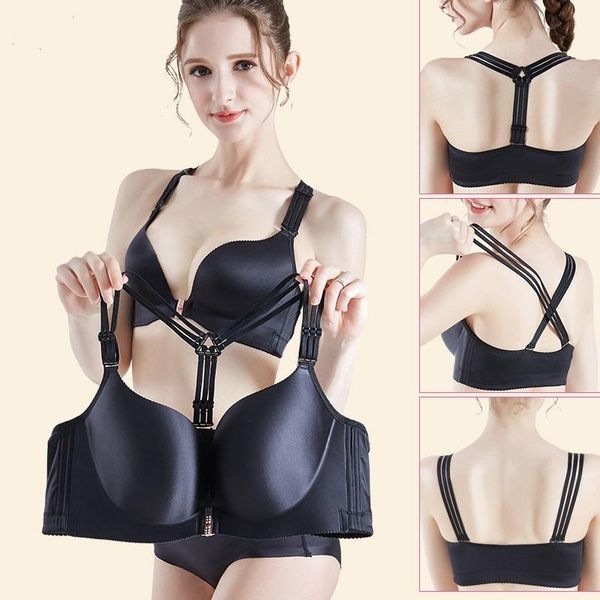 bras front buckle beautiful back large bra no steel ring gathered underwear adjustable cross thin shoulder strap, Red;black
bras front buckle beautiful back large bra no steel ring gathered underwear adjustable cross thin shoulder strap, Red;black