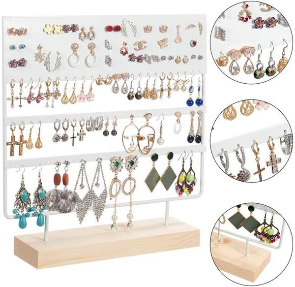 hooks & rails earring stand display rack 3-tier ear stud holder jewelry organizer 144 holes with wood base
hooks & rails earring stand display rack 3-tier ear stud holder jewelry organizer 144 holes with wood base