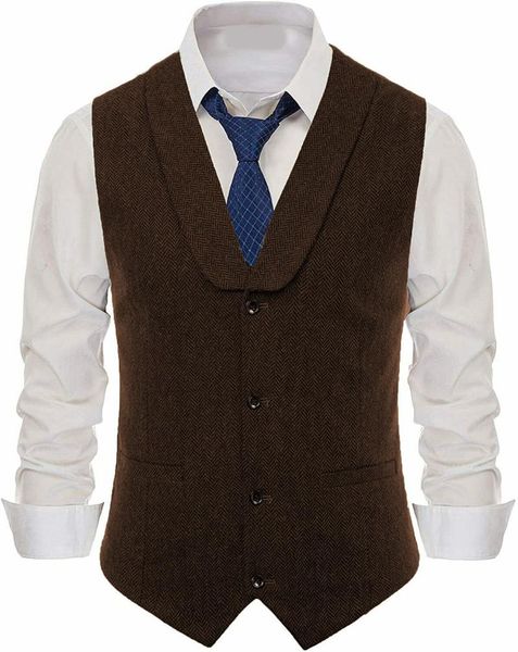 men's vests dark brown formal for men herringbone tweed vintage suit waistcoat sleeveless jacket tailor-made winter business clothing, Black;white
men's vests dark brown formal for men herringbone tweed vintage suit waistcoat sleeveless jacket tailor-made winter business clothing, Black;white
