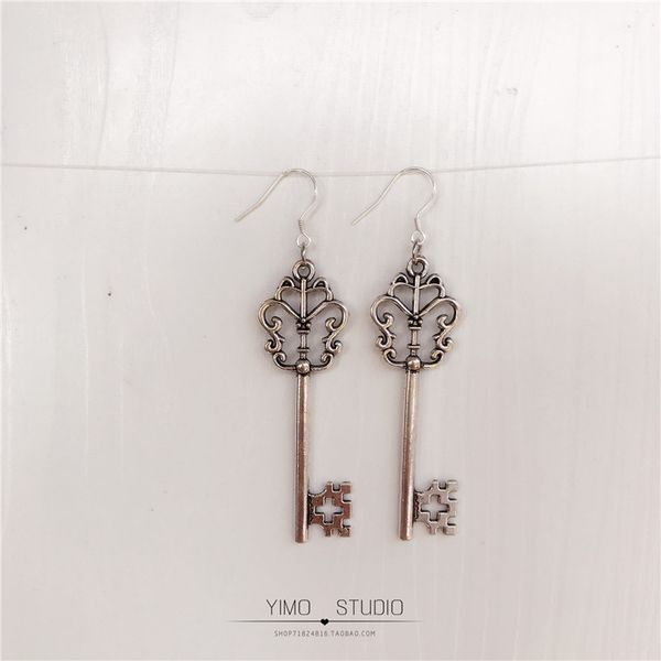 end one original design handmade ancient silver hollow key earrings 925 silver ear hook ear clip, Golden
end one original design handmade ancient silver hollow key earrings 925 silver ear hook ear clip, Golden
