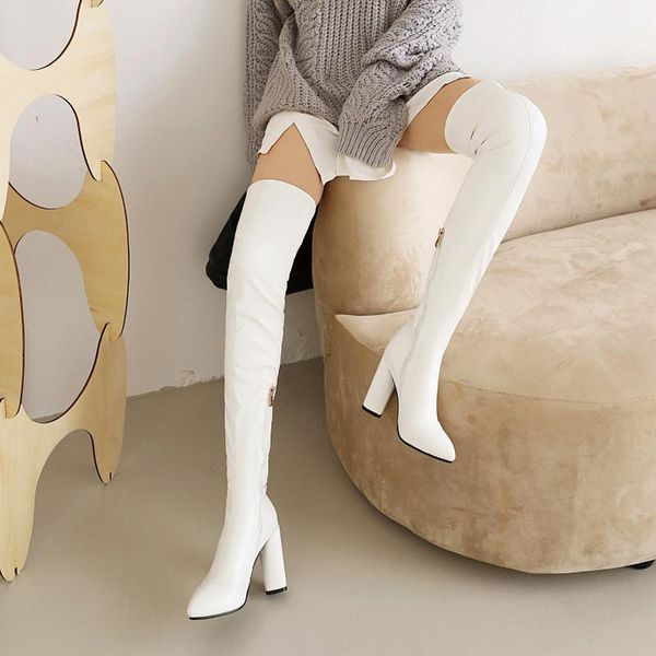 boots over the knee women high heels shoes ladies thigh spring leather long female shoe plus size 43, Black
boots over the knee women high heels shoes ladies thigh spring leather long female shoe plus size 43, Black