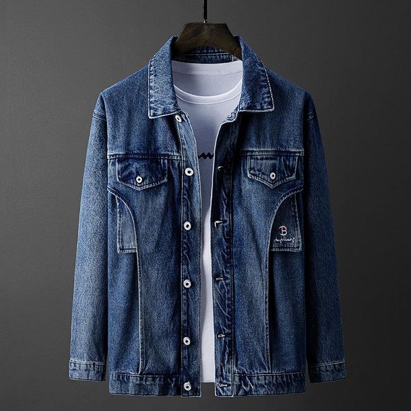 men's jackets dark blue denim all-match spring autumn lapel fashion casual solid handsome slim fit letter label simplicity, Black;brown
men's jackets dark blue denim all-match spring autumn lapel fashion casual solid handsome slim fit letter label simplicity, Black;brown