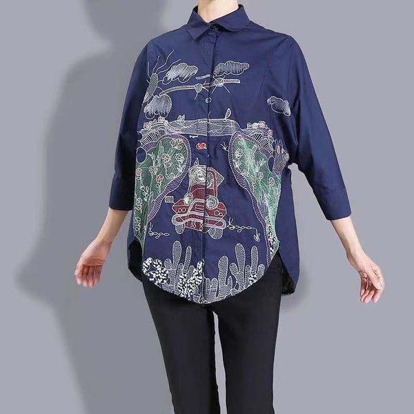 women's blouses & shirts autumn ladies fashion casual embroidery three-quarter sleeves lapel thin temperament blouse clothing wh50, White
women's blouses & shirts autumn ladies fashion casual embroidery three-quarter sleeves lapel thin temperament blouse clothing wh50, White