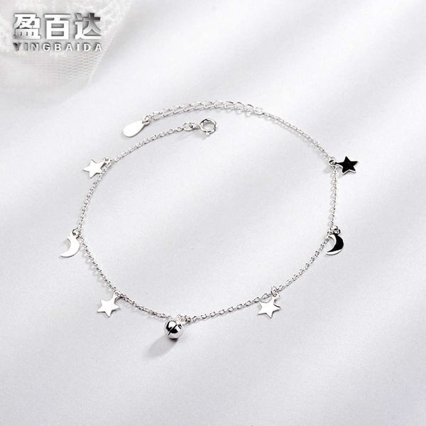 yingbaida s925 silver korean version simple bell net red little fresh student star moon anklet, Red;blue 
yingbaida s925 silver korean version simple bell net red little fresh student star moon anklet, Red;blue