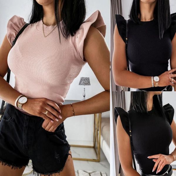 women's t-shirt summer round neck solid color ruffled puff sleeve short streetwear women clothing casual 2021, White
women's t-shirt summer round neck solid color ruffled puff sleeve short streetwear women clothing casual 2021, White
