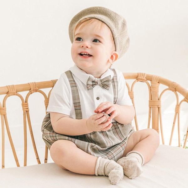 Baby Boys Clothes Genteman Plaid Romper 1st Birthday Party For Boys Jumpsuit With Tie Baby Boys Playsuit Baptism 0-2T, As picture
Baby Boys Clothes Genteman Plaid Romper 1st Birthday Party For Boys Jumpsuit With Tie Baby Boys Playsuit Baptism 0-2T, As picture