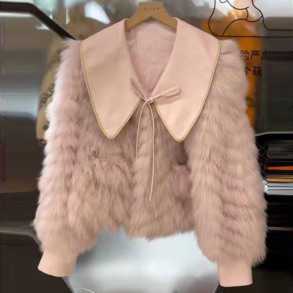 women's fur & faux 2021 fall winter short coat women cute sweet young style spliced leather jacket warm plush fashion outerwear lady, Black
women's fur & faux 2021 fall winter short coat women cute sweet young style spliced leather jacket warm plush fashion outerwear lady, Black