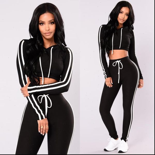 womens tracksuits sport hoodies solid black long sleeve striped casual sweatshirt crop pants set 2pcs tracksuit sweat suit colors, Gray
womens tracksuits sport hoodies solid black long sleeve striped casual sweatshirt crop pants set 2pcs tracksuit sweat suit colors, Gray