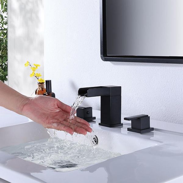 luxury waterfall brass 3 holes 2 handles bathroom sink faucet copper basin mixer tap,fashion design matte black faucets
luxury waterfall brass 3 holes 2 handles bathroom sink faucet copper basin mixer tap,fashion design matte black faucets