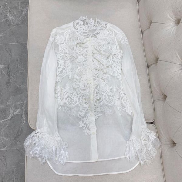women's blouses & shirts 2021 women fashion long-sleeved lace embroidered shirt 0705, White
women's blouses & shirts 2021 women fashion long-sleeved lace embroidered shirt 0705, White