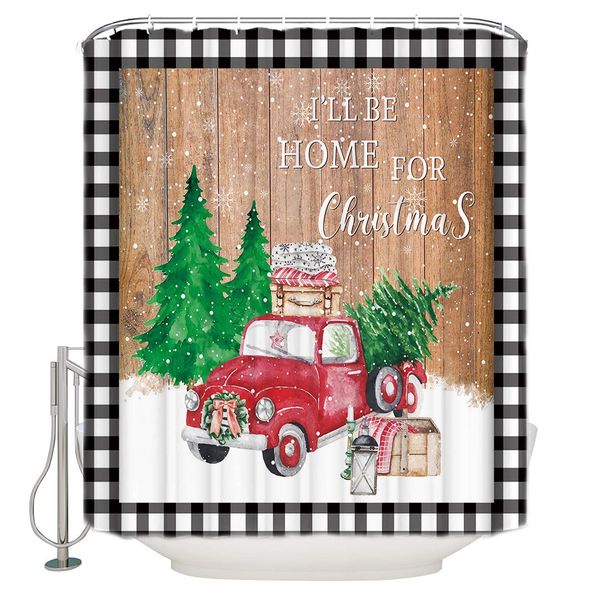 red truck with christmas pine tree shower curtains for bathroom with hooks polyester fabric bath curtain wooden board for home
red truck with christmas pine tree shower curtains for bathroom with hooks polyester fabric bath curtain wooden board for home